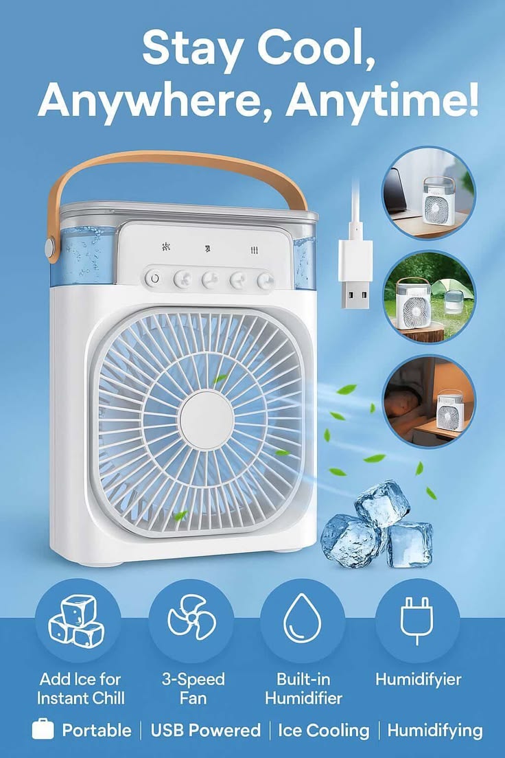DLC Cooling Fan with Ice UAE KSA –Compact Portable Air Cooler Fan for Home and Office