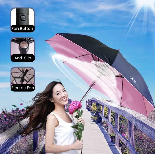 2 in 1 Fan Umbrella UAE KSA- Lightweight Cooling Umbrella for Summer Travel
